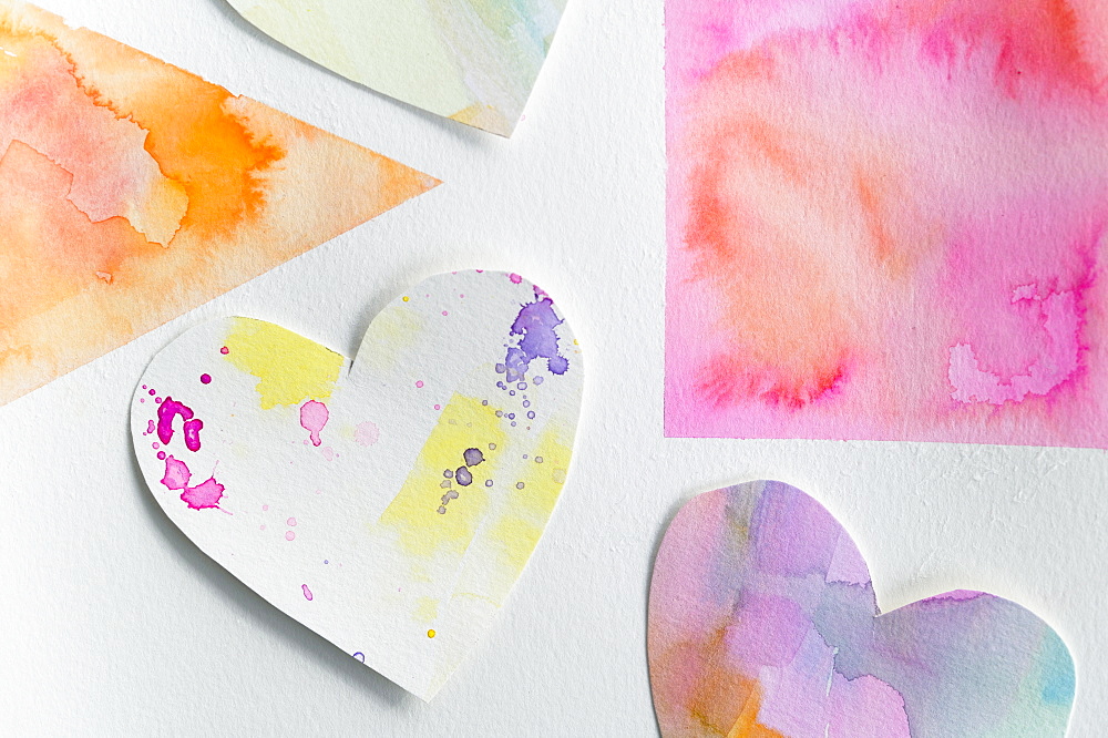 Studio shot of colorful paper hearts