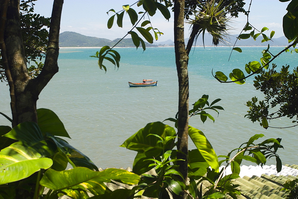 Fishing boat in sea, Matadeiro beach, Florianopolis, State of Santa Catarina, Brazil