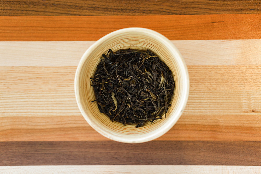 Loose leaf tea, overhead view, close-up