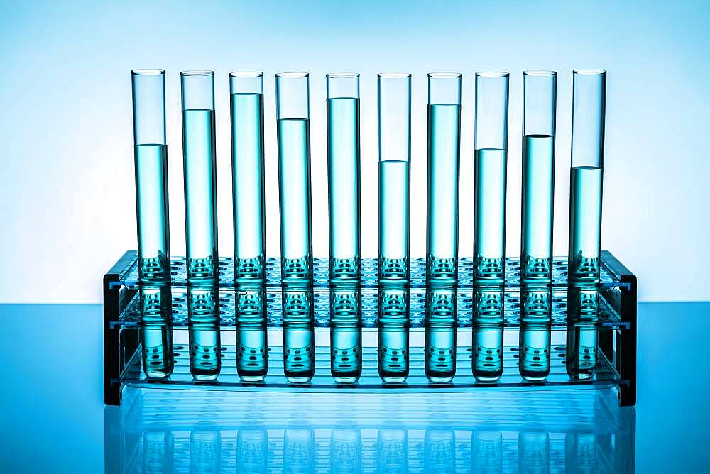 Blue liquid in test tubes