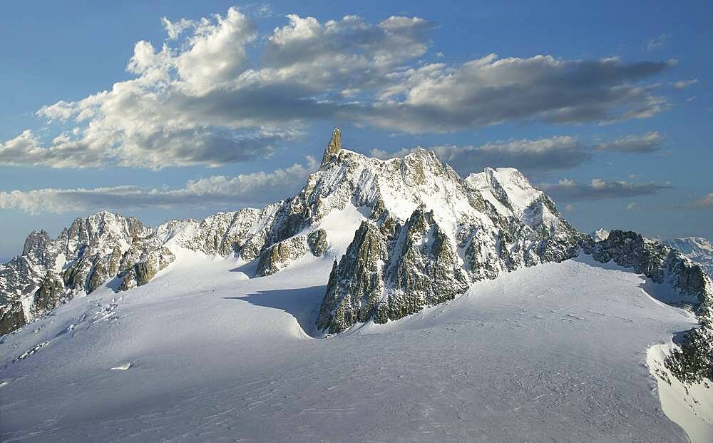 France, Chamonix, Mont Blanc, Dent du Gant peak in the Mont Blanc Massif covered with snow