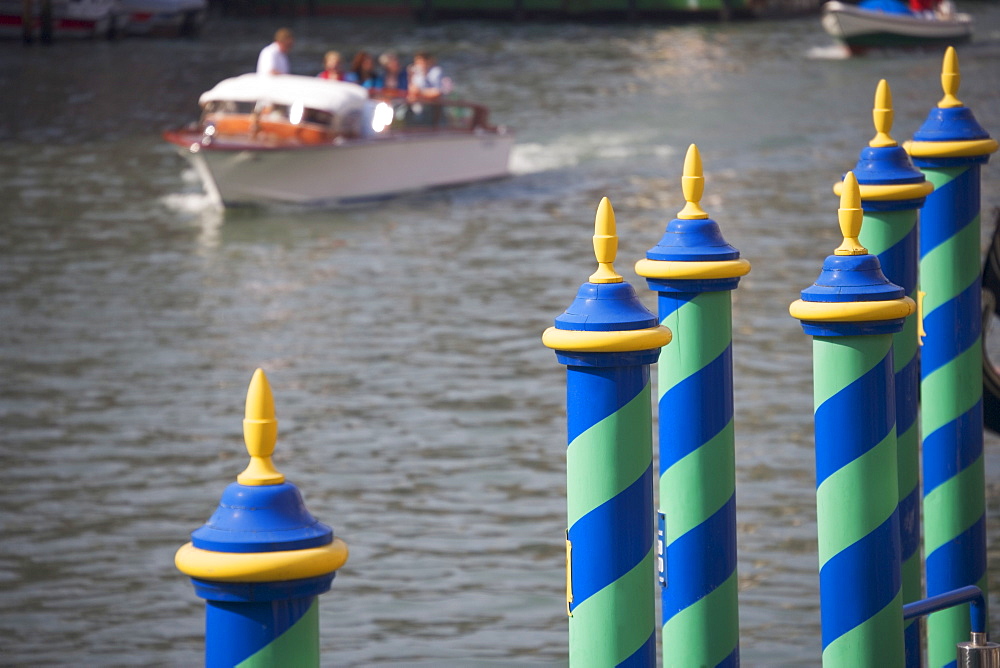 Mooring poles along the Grand Canal Venice Italy