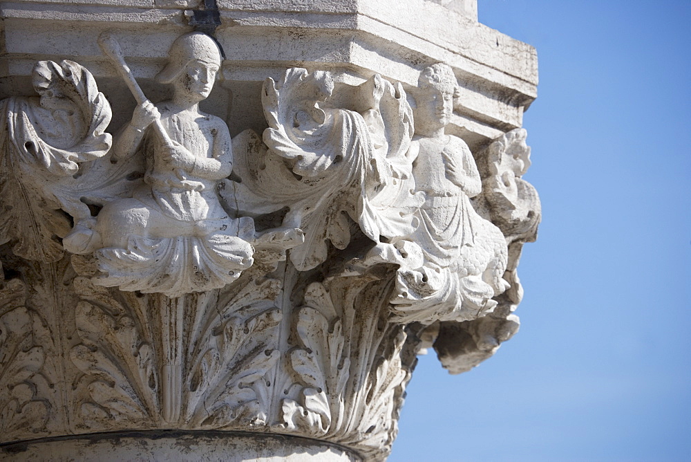 Column detail on the Doges' Palace Venice Italy