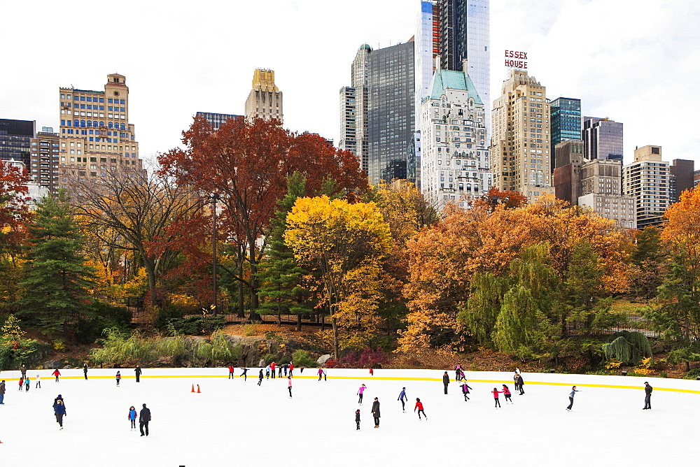 People ice skating, New York City, USA