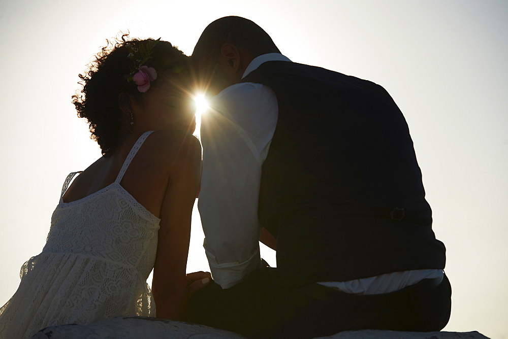 Portrait of newlywed couple