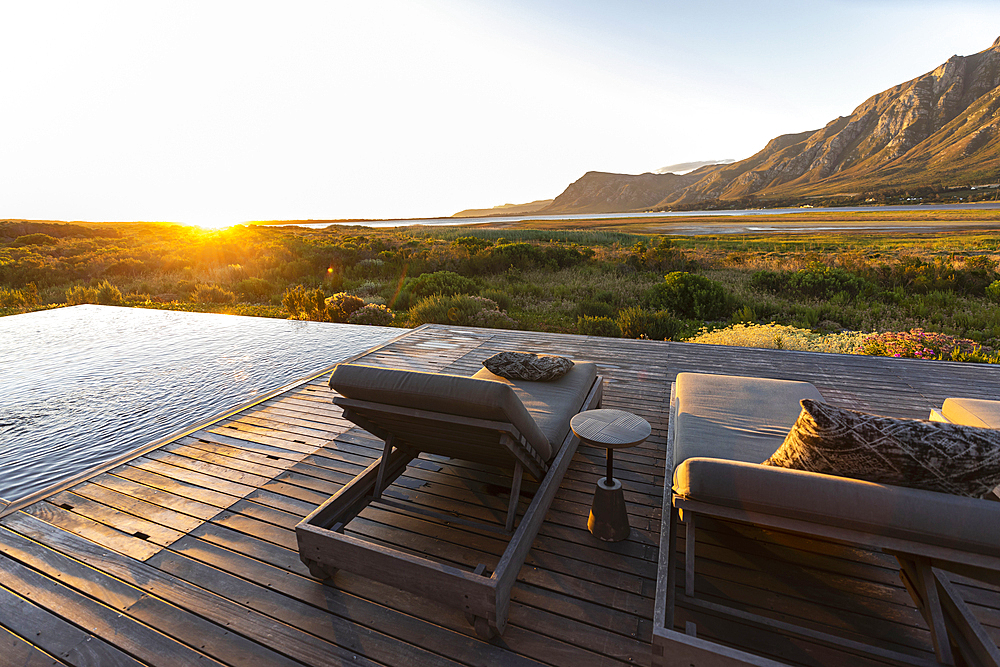 South Africa , Stanford, Deck overlooking mountains