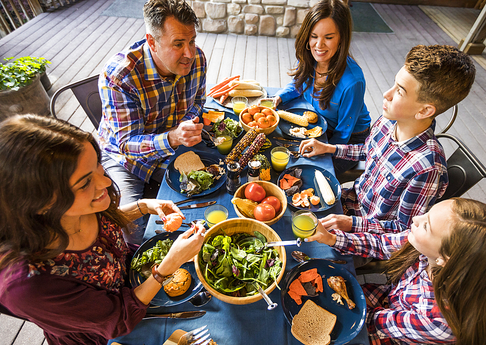 Family enjoying dinner together