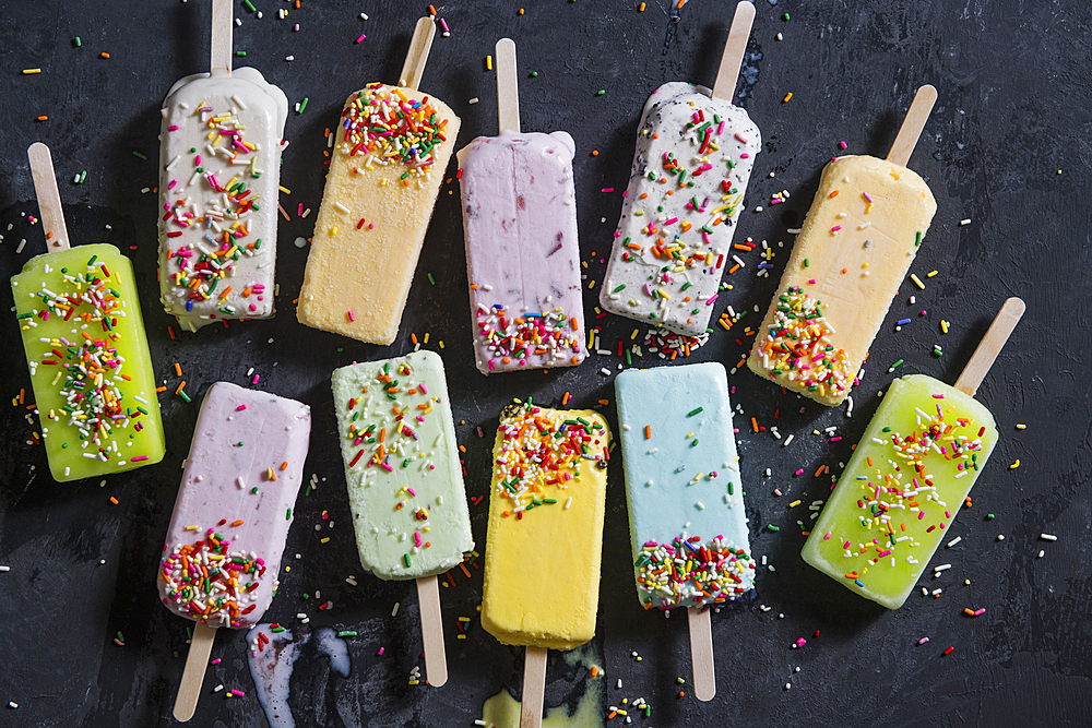 Studio shot of colorful popsicles