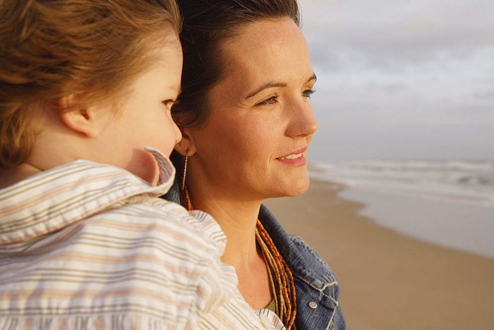 Mother and daughter at beach