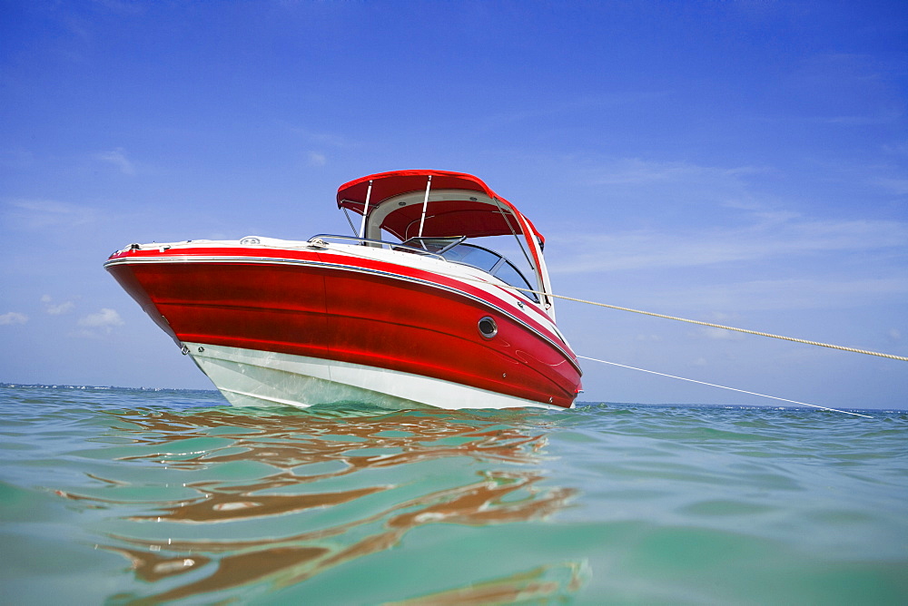Surface shot of boat in water, Florida, United States