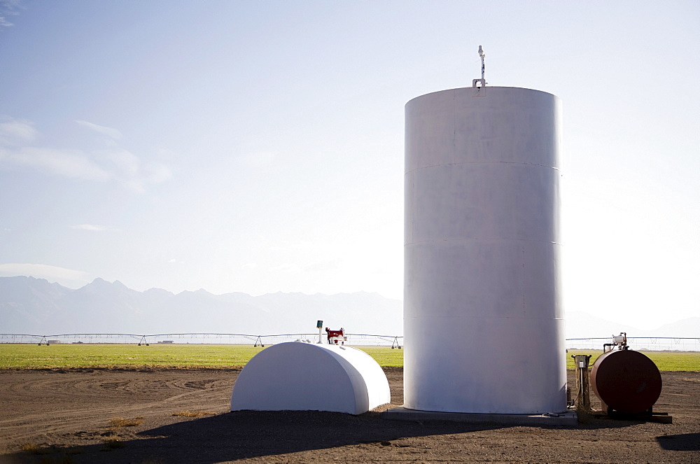 Fuel tanks on farm, Colorado, USA