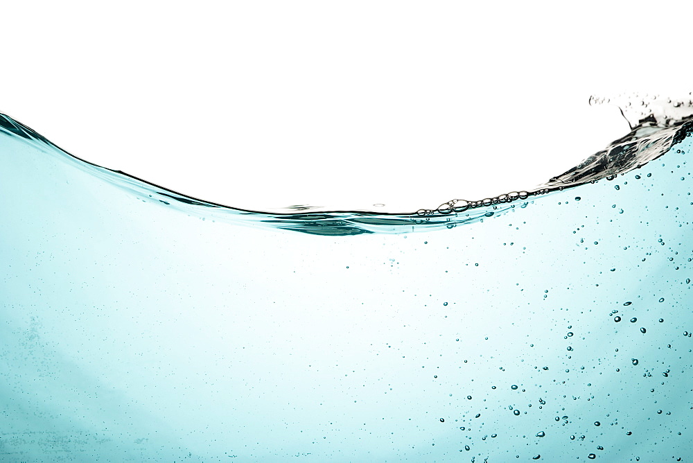 Water with bubbles on white background