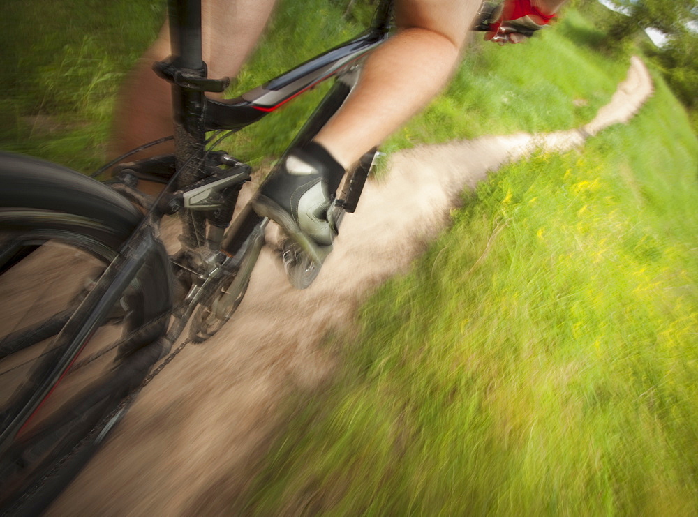 Cyclist on single track trail