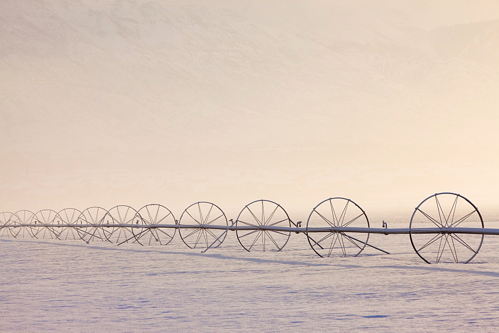 Irrigation equipment on a snow covered field