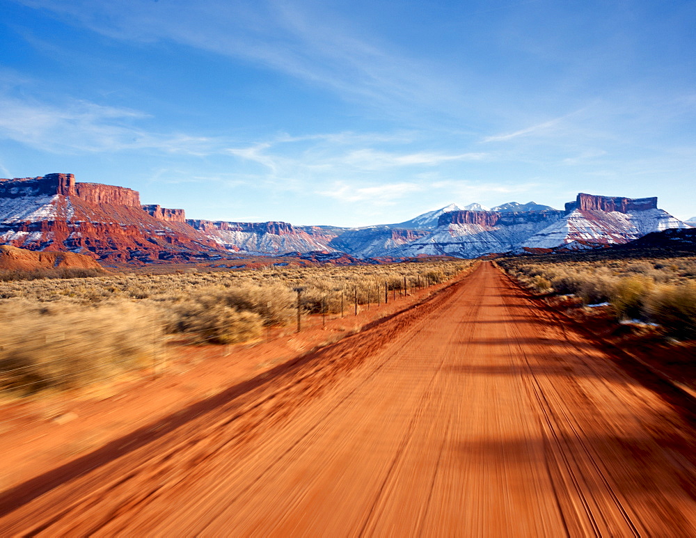 Desolate road through the desert