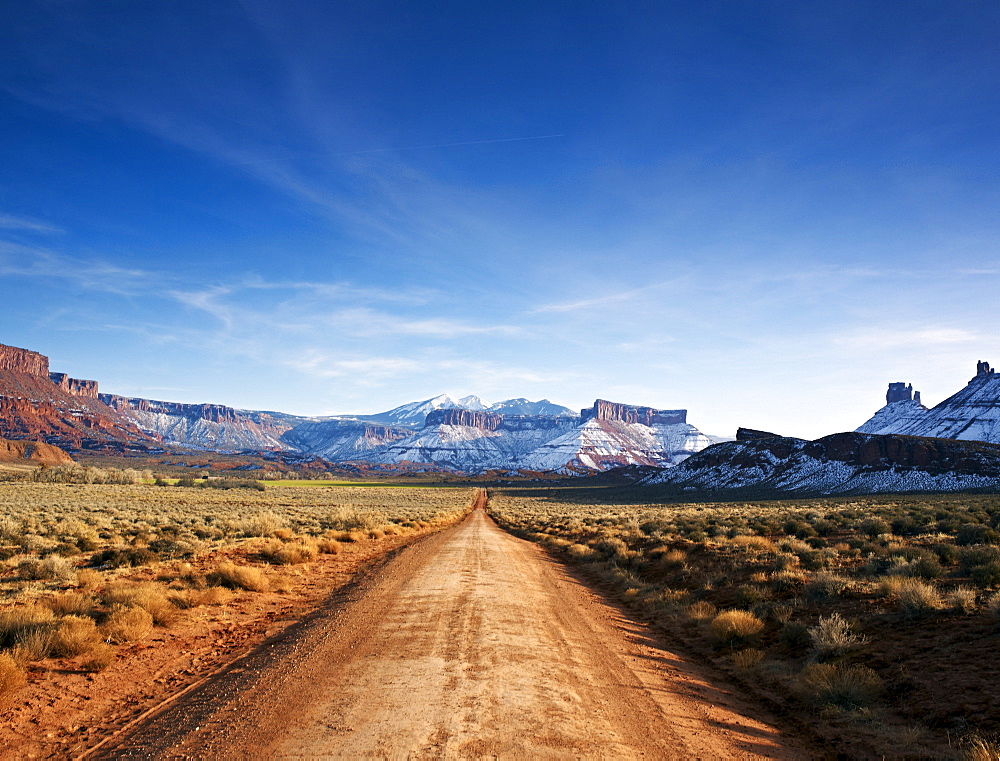 Desolate road through the desert