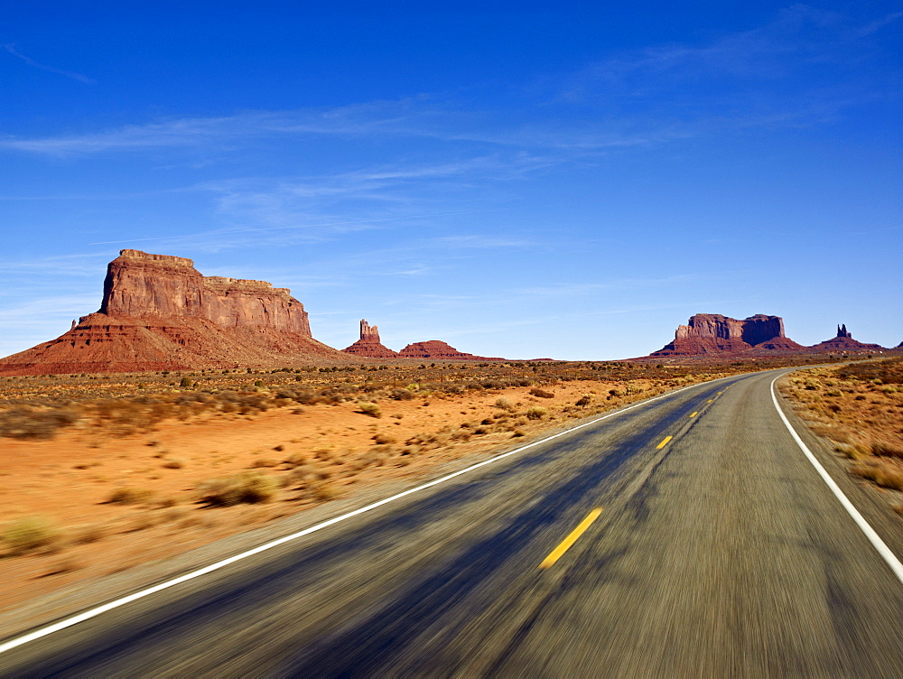 Desolate road through the desert