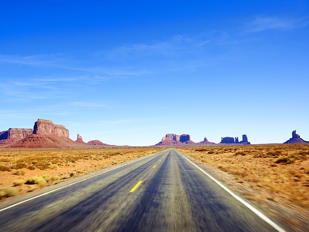 Desolate road through the desert