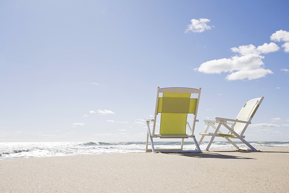 Beach chairs by the ocean