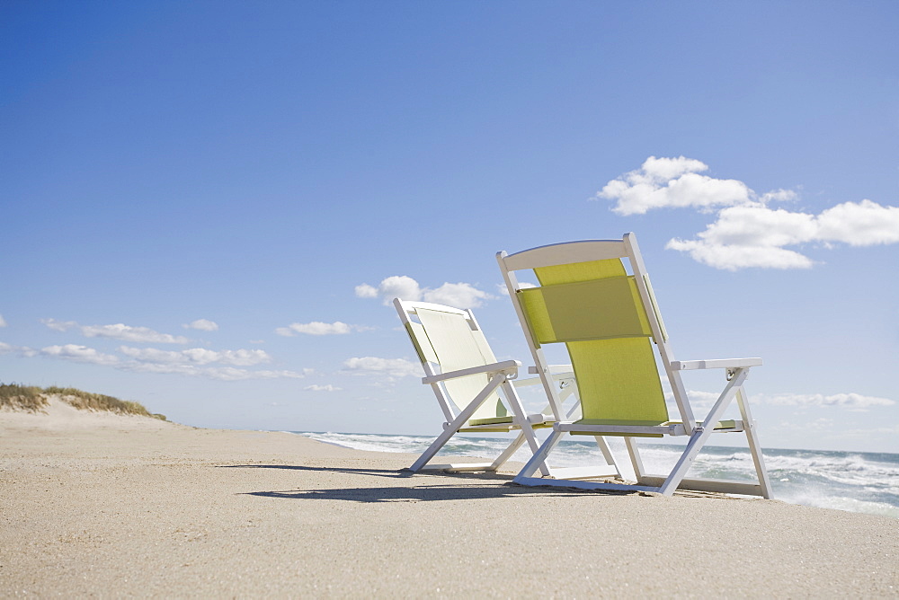 Beach chairs by the ocean