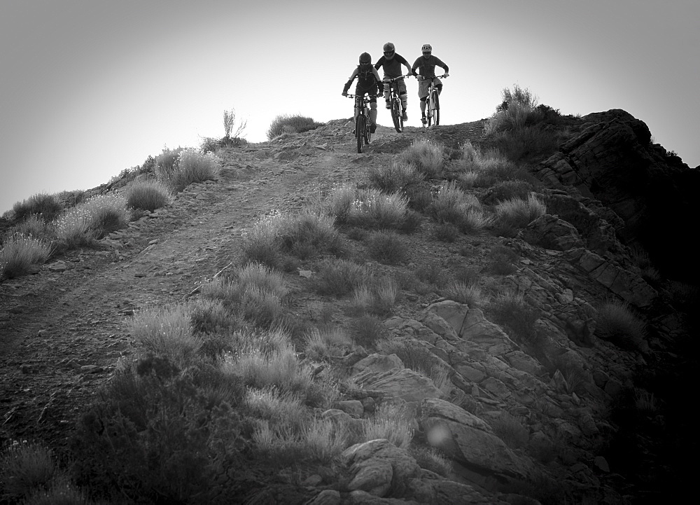 Downhill mountain bikers