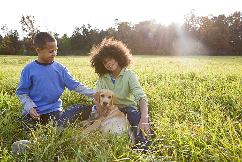 Children and dog