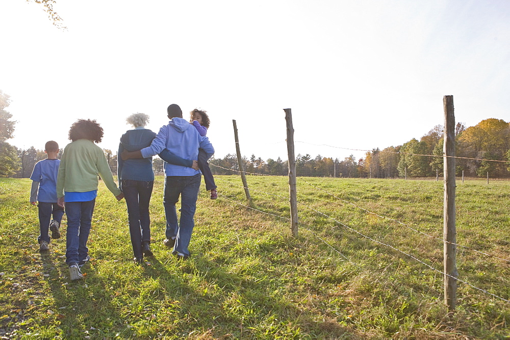 Family going for a walk