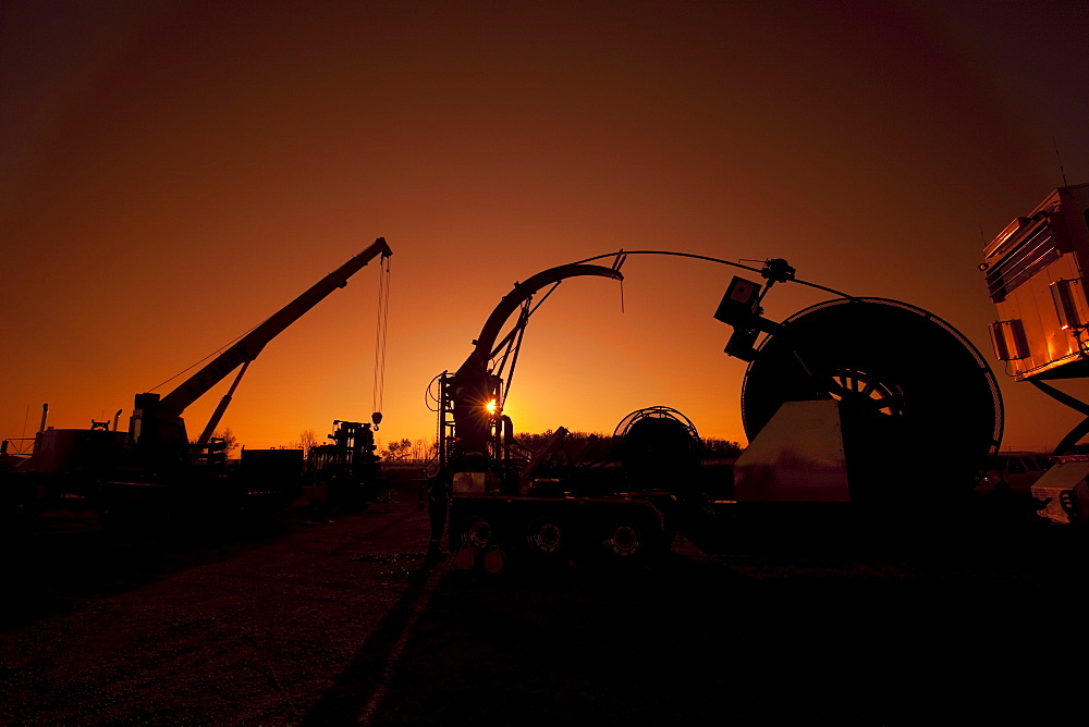 Heavy equipment at dawn