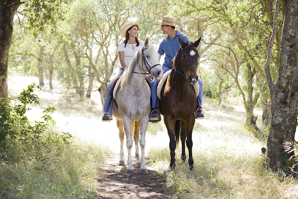 A couple riding horses