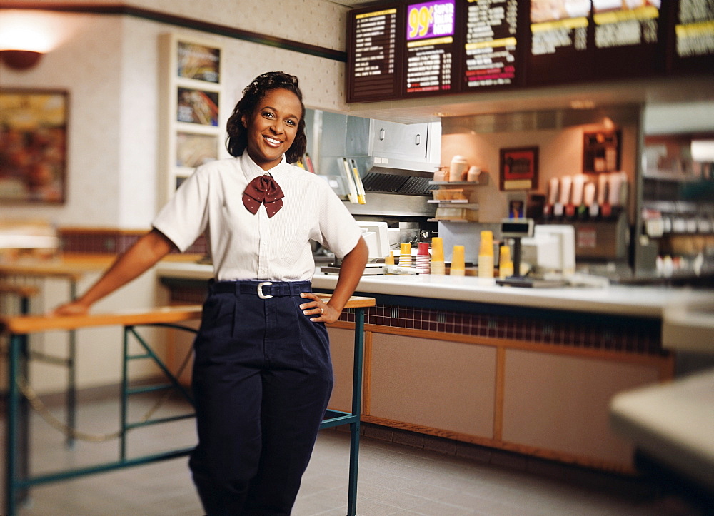 Young woman in restaurant, portrait