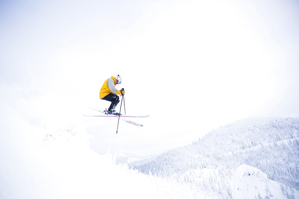 Man skiing, USA, Montana, Whitefish