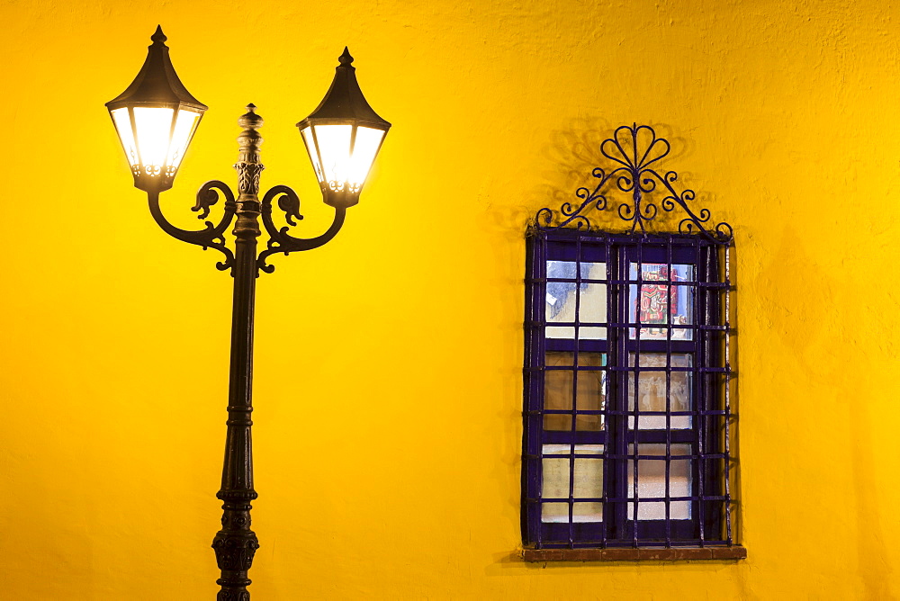 Wall of house at Plaza de amas mayor, Peru, Puno