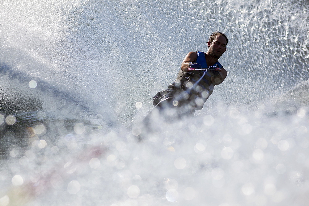 Man waterskiing, USA, Montana,Whitefish, Whitefish Lake 