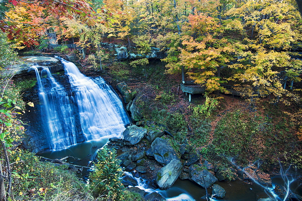 Small waterfalls in forest, Cleveland, Ohio