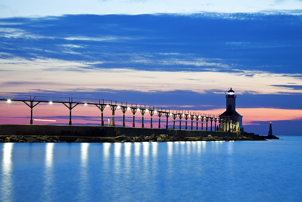 Michigan City Lighthouse at sunset