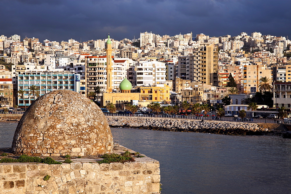 Sidon Sea Castle with city panorama