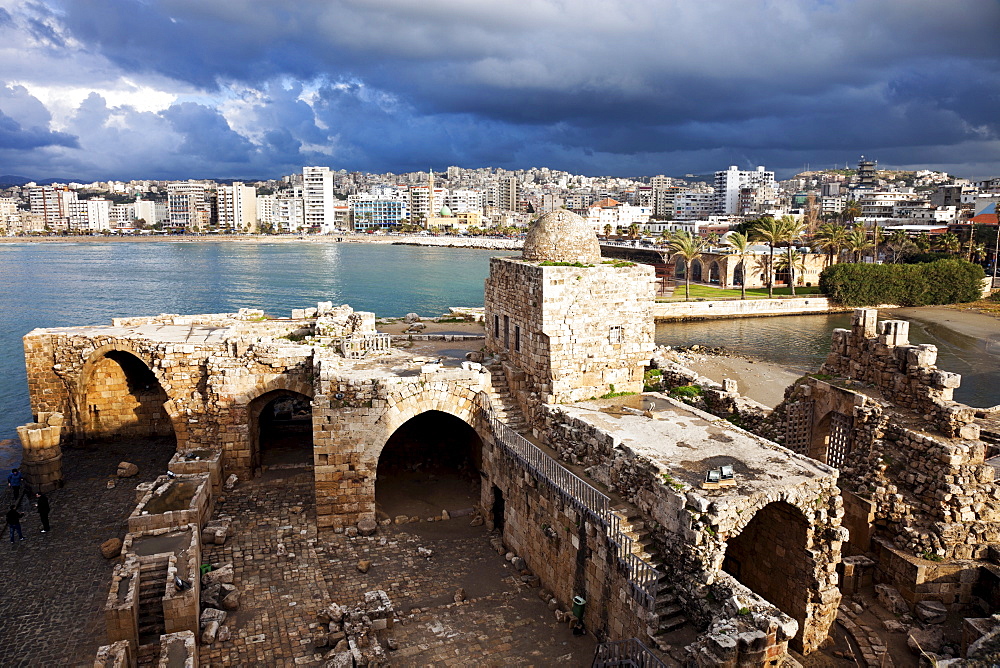 Sidon Sea Castle with city panorama