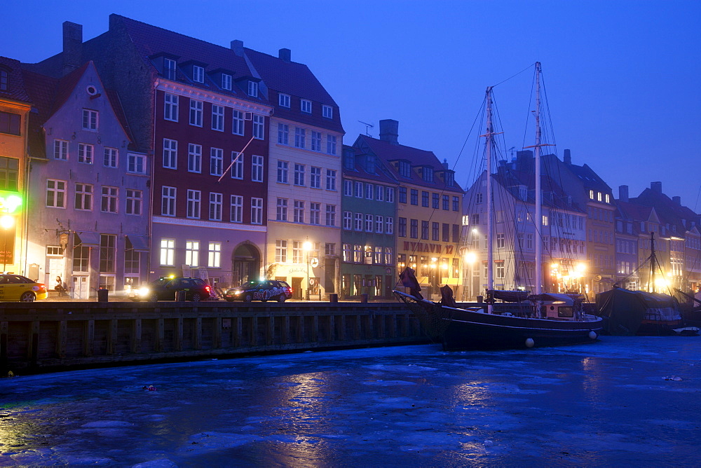 Nyhavn district on early winter morning