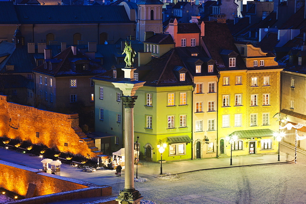 Castle Square, Sigismund's Column at night