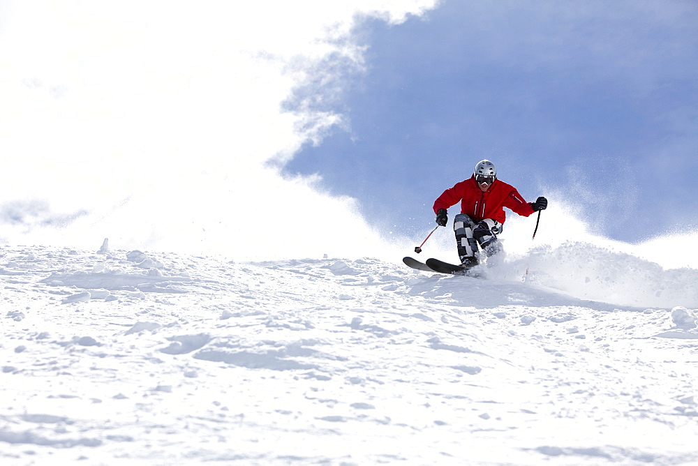 USA, Colorado, Telluride, Skier on fresh powder snow