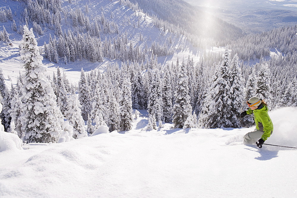 USA, Montana, Whitefish, skier on slope