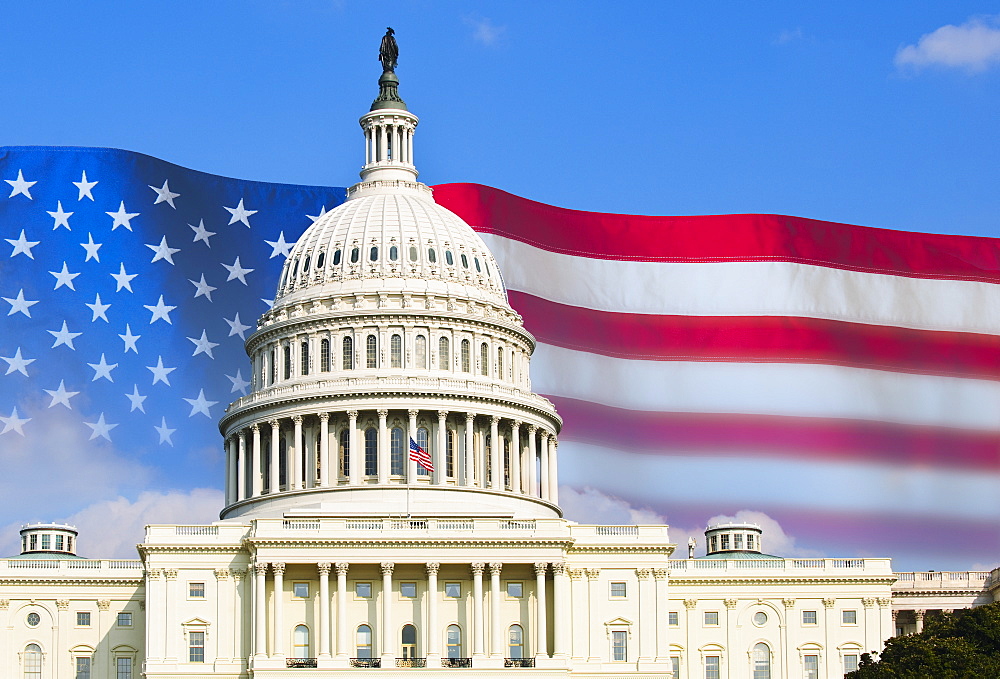 Capitol building and American flag