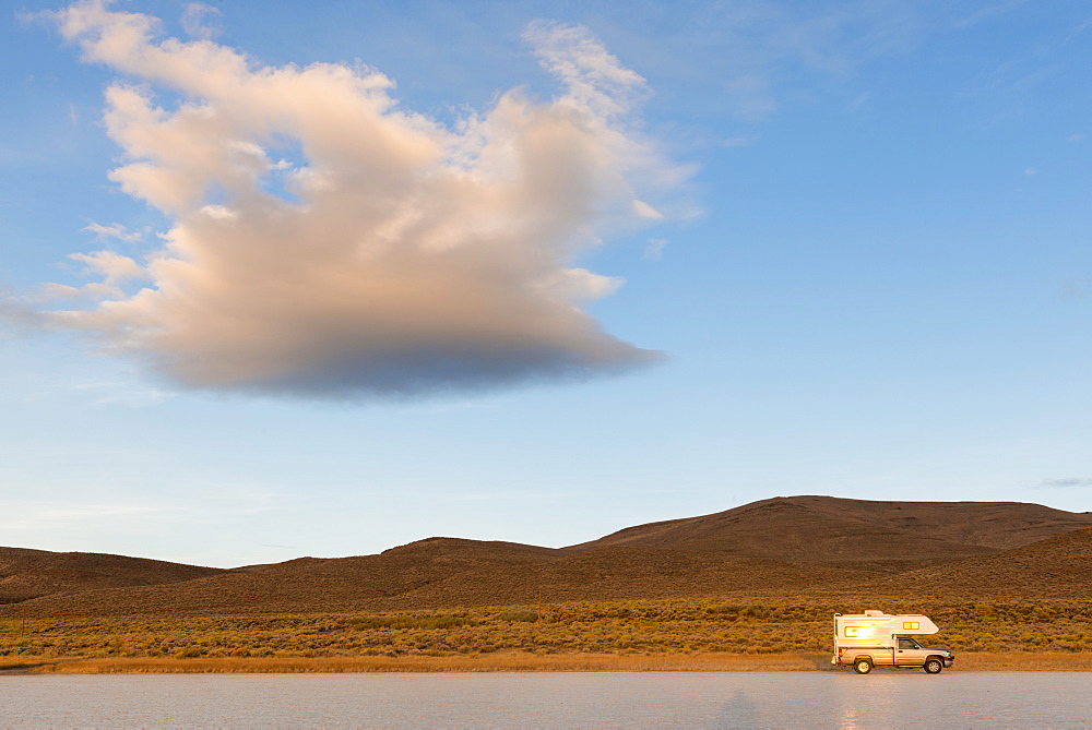 Camper van on road, USA, Oregon