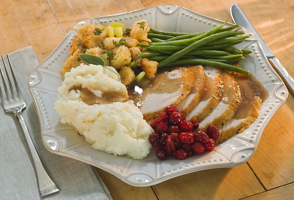 Thanksgiving dinner on plate