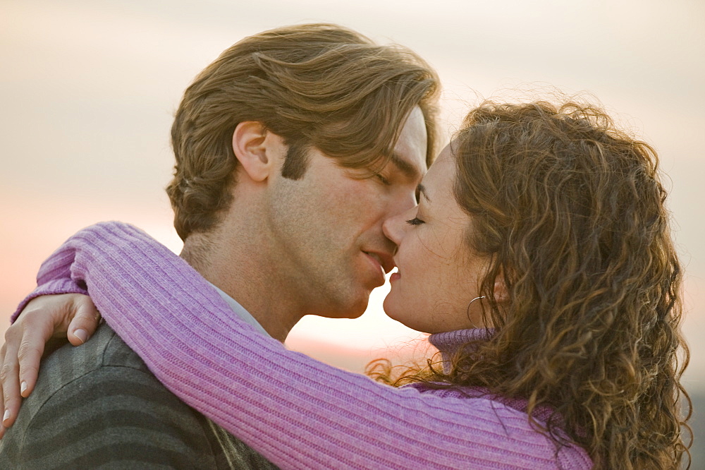 Close up of couple kissing