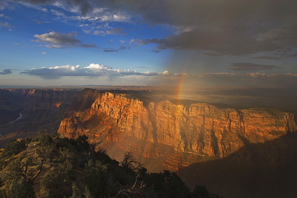 Rainbow and clouds over Grand Canyon, Arizona