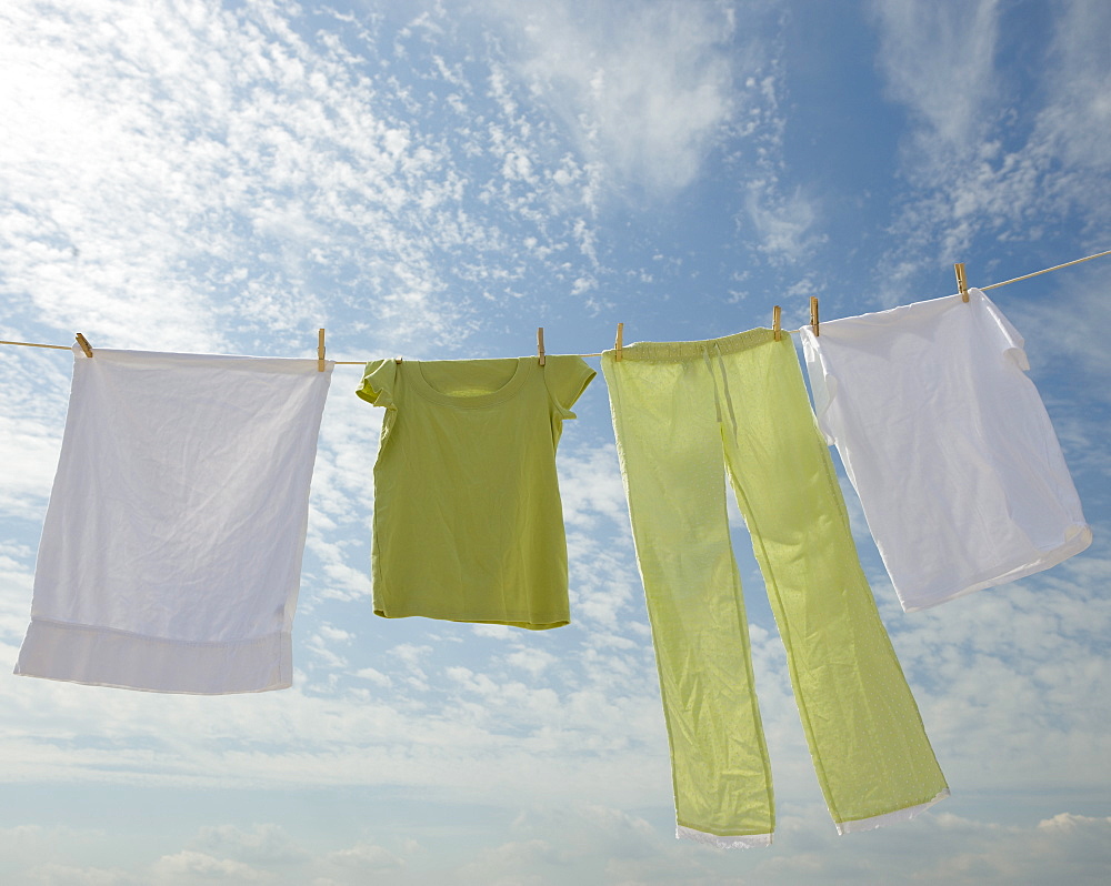 Clothes hanging from clothesline