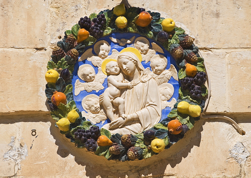 Madonna and child house plaque, Mdina, Malta