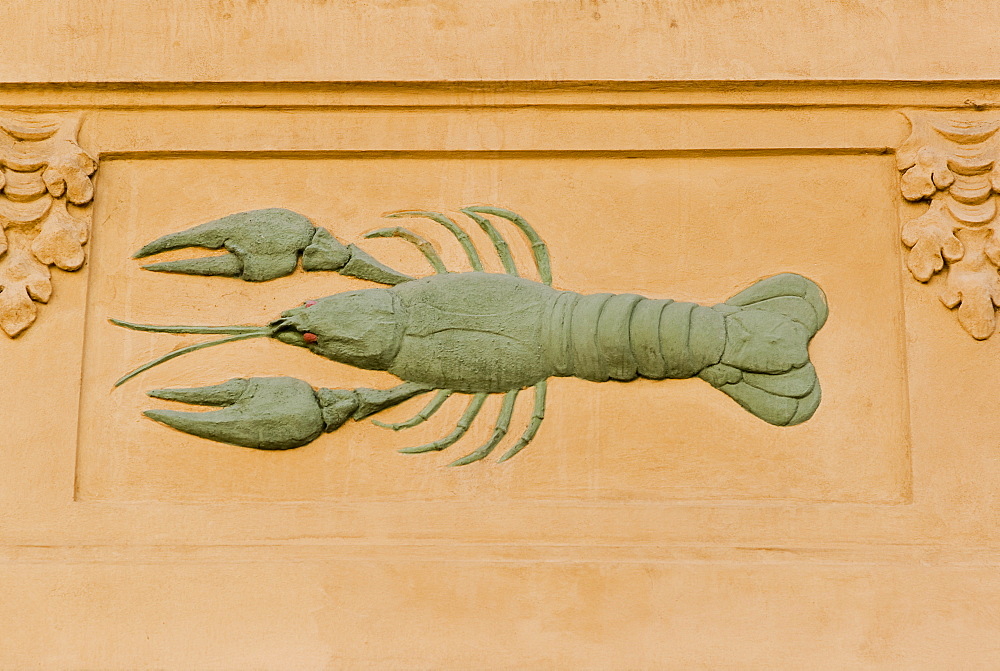 Lobster carving to identify house, Prague