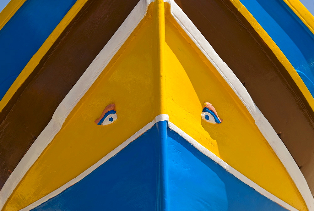 Close up of colorful boat prow